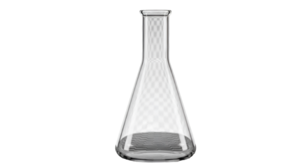Clear Glass Erlenmeyer Flask on Black Background