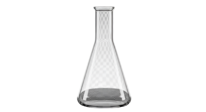 Clear Glass Erlenmeyer Flask on Black Background