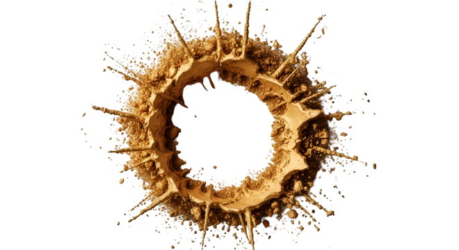 Abstract Brown Liquid Splash Ring on Black Background