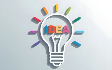 Fototapeta premium Creative Idea Concept with Colorful Light Bulb Illustration