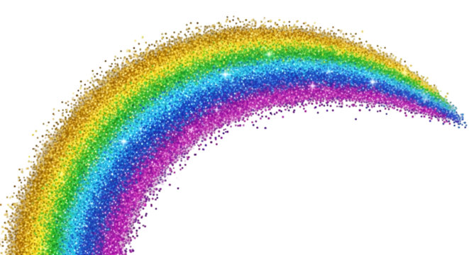 Glittering Rainbow Arc on Black Background