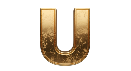 Golden Letter U with Textured Surface