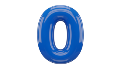 Blue 3D Number 0 on Black Background
