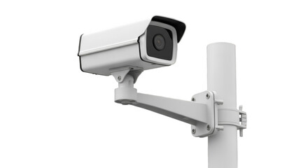 White Security Camera Mounted on a Pole
