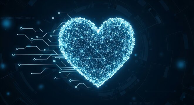 Digital Heart - Futuristic Technology and Data Visualization. - Powered by Adobe