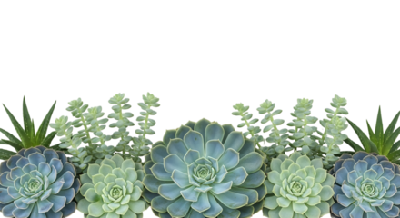 Assortment of Succulent Plants on Black Background