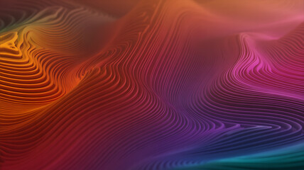 Obraz premium Vibrant Abstract 3D Flowing Lines Background with Gradient Colors and Undulating Ridges