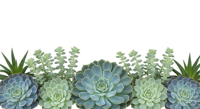 Assortment of Succulent Plants on Black Background