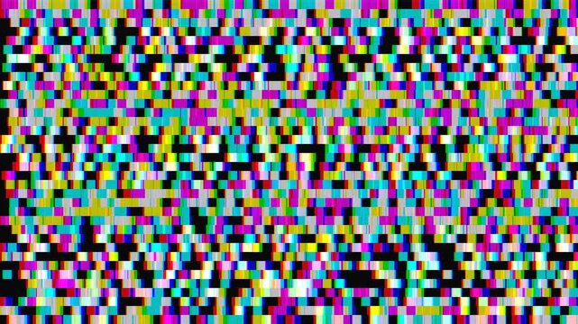 Glitchy Digital Warp Effect with Colorful Blocks and Scanlines