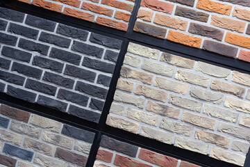 Exhibition showing samples of decorative stone tiles of different colors of the hardware store