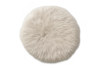 White fluffy round faux fur cushion textile