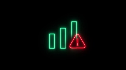 Alert sign in data analysis. Person pointing forward at a virtual icon of a graph with an alert sign. - Powered by Adobe