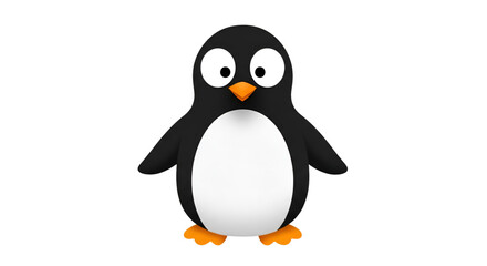 Cute Cartoon Penguin with Big Eyes