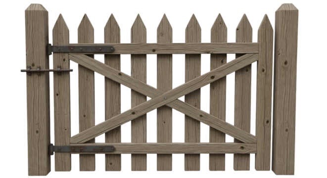 Rustic Wooden Garden Gate with Picket Fence