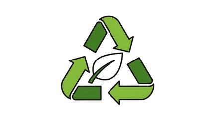 Obraz premium Green Recycling Symbol with Leaf Icon.