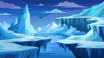 A primeval wilderness with towering ice shelves and frozen cliffs that seem to guard the hidden secrets of the subzero tundra waiting to be discovered.