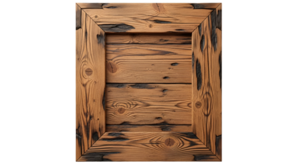 Rustic Burnt Wood Frame with Knots and Grain