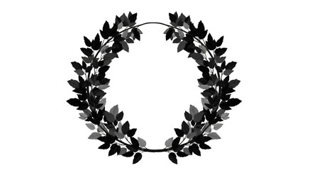 Black and White Laurel Wreath on Black Background