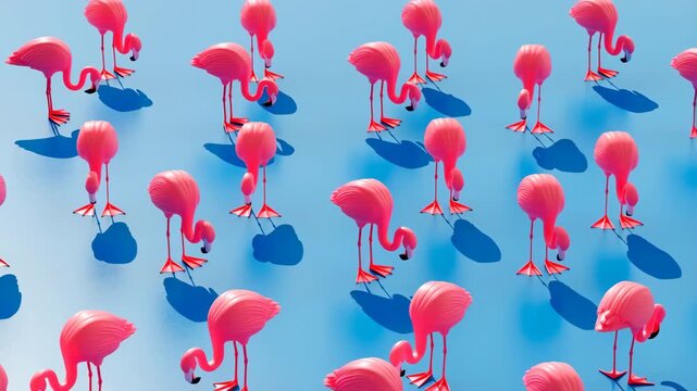 Pink flamingo toys pattern background animation
