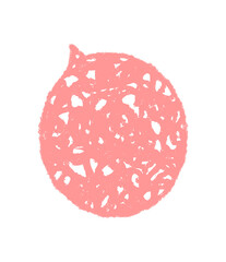 Pink chalk speech bubble sketch with a circle icon style. This fluid balloon creates a conversation or chat message, perfect for talk, dialogue or communication symbol in playful designs.