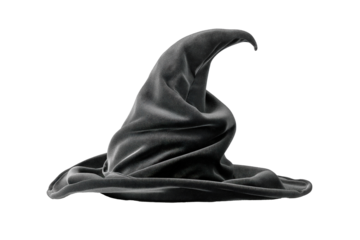 Minimal black velvet witch hat with clip displayed