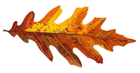Obraz premium Autumn Leaf Single Colorful Oak Leaf on White Background. For botanical studies
