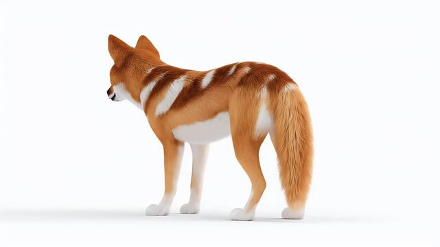 Detailed 3D Render of a Dingo on White Background.