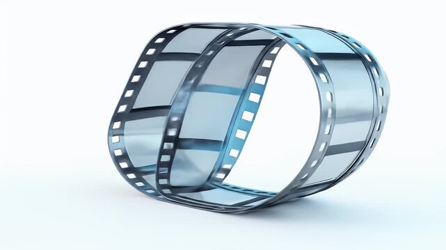 Looping Film Strip on White Background, Conceptual Design.
