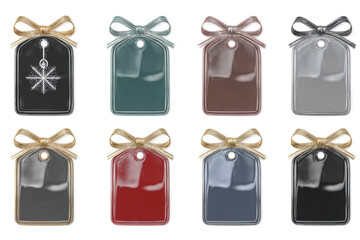 Set of glossy gift tags with ribbons elegant vector design elements for product promotion isolated on white background