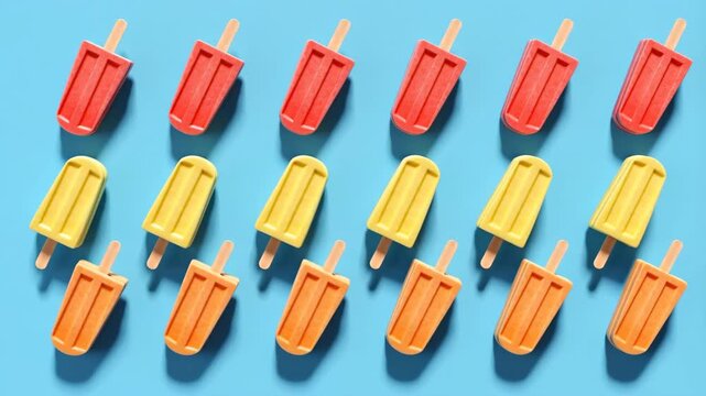 Colorful popsicles moving in a seamless pattern
