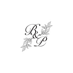 caligraphic style monogram luxury black logo design BP wedding initial concept alphabet letter