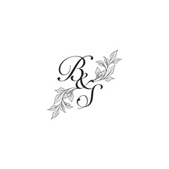caligraphic style monogram luxury black logo design BS wedding initial concept alphabet letter