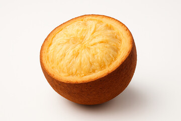 Metade de cupua&ccedil;u fresco sobre fundo branco isolado, fruta amaz&ocirc;nica do Brasil