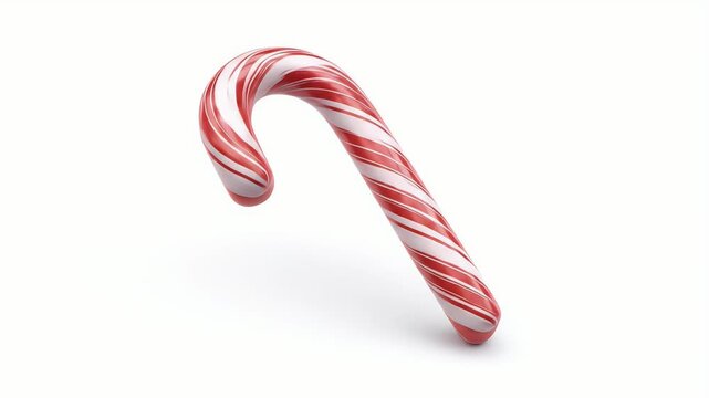 Isolated Candy Cane on White Background, Christmas Treat.
