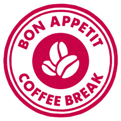 Coffee break red rubber stamp design with a cozy feel encouraging enjoyment of beverages and relaxation