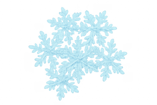 Falling blue snowflakes in winter season with transparent background