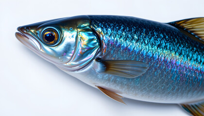 Freshwater Fish with Iridescent Blue Scales Top View