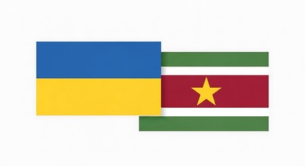 Ukraine and Suriname Flags - International Relations and Cooperation.