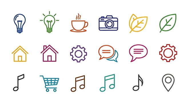 Colorful Line Icons - A Versatile Set for Design Projects.