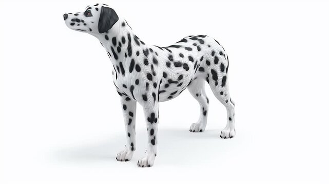 Dalmatian Dog Posing on White Background, Looking Back.