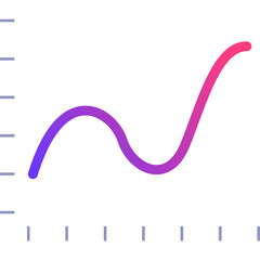 Abstract Gradient Line Graph With Subtle Grid Lines And Minimalist Design On White Background With Transparent Background