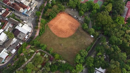 aerial shot of Gadjah Mada University baseball field. High quality 4k footage