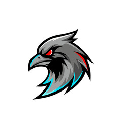 Modern Angry Hawk Head Logo - Fierce Bird Mascot Design E-sport Logo Vector 