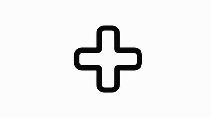 Obraz premium Simple, bold outline of a plus sign symbol on a white background.
