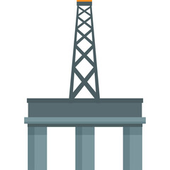 A Stylized Oil Rig Platform With A Tall Metal Tower Structure And Gray Base On A White Transparent Background With An Orange Top Section