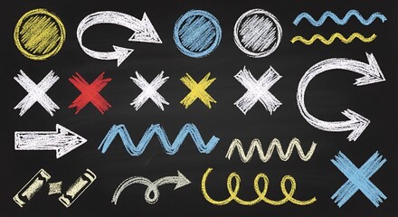 Chalkboard Arrows and Symbols - Hand-Drawn Design Elements.
