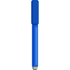 A Single Blue Felt Tip Marker Pen Standing Upright With A Grey Tip And A Ribbed Cap Against A Clean Transparent Background Perfect For Graphic Design And Art Projects