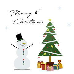Stylish Christmas Illustration (Snowman, Tree, Presents) – with text, transparent background（クリスマスイラスト）