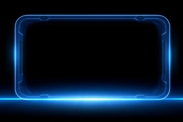 Fototapeta premium Futuristic neon blue tech frame on dark grid background