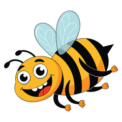 Obraz premium Cartoon bee isolated on white background vector illustration perfect for mascot design cute insect character or children themed creative artwork